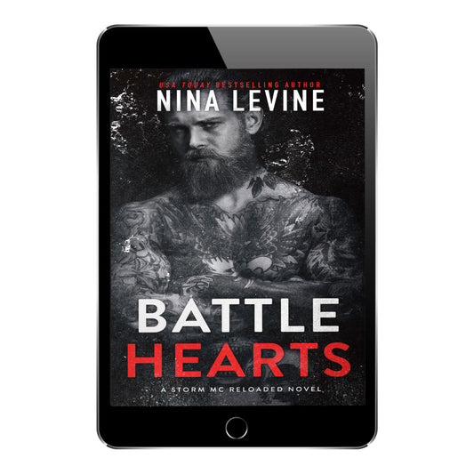 A gritty motorcycle club romance, Battle Hearts from the Storm MC world by Nina Levine.